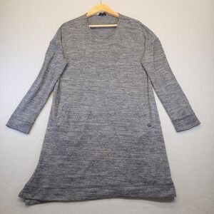 Tacera Gray Space Dye Knit Tunic Dress Long Sleeve Pockets Womens Petite XL PXL